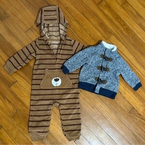 Just One You by Carter’s Cozy Baby 6M-12M Bundle | Fuzzy Jacket + Hooded Footies